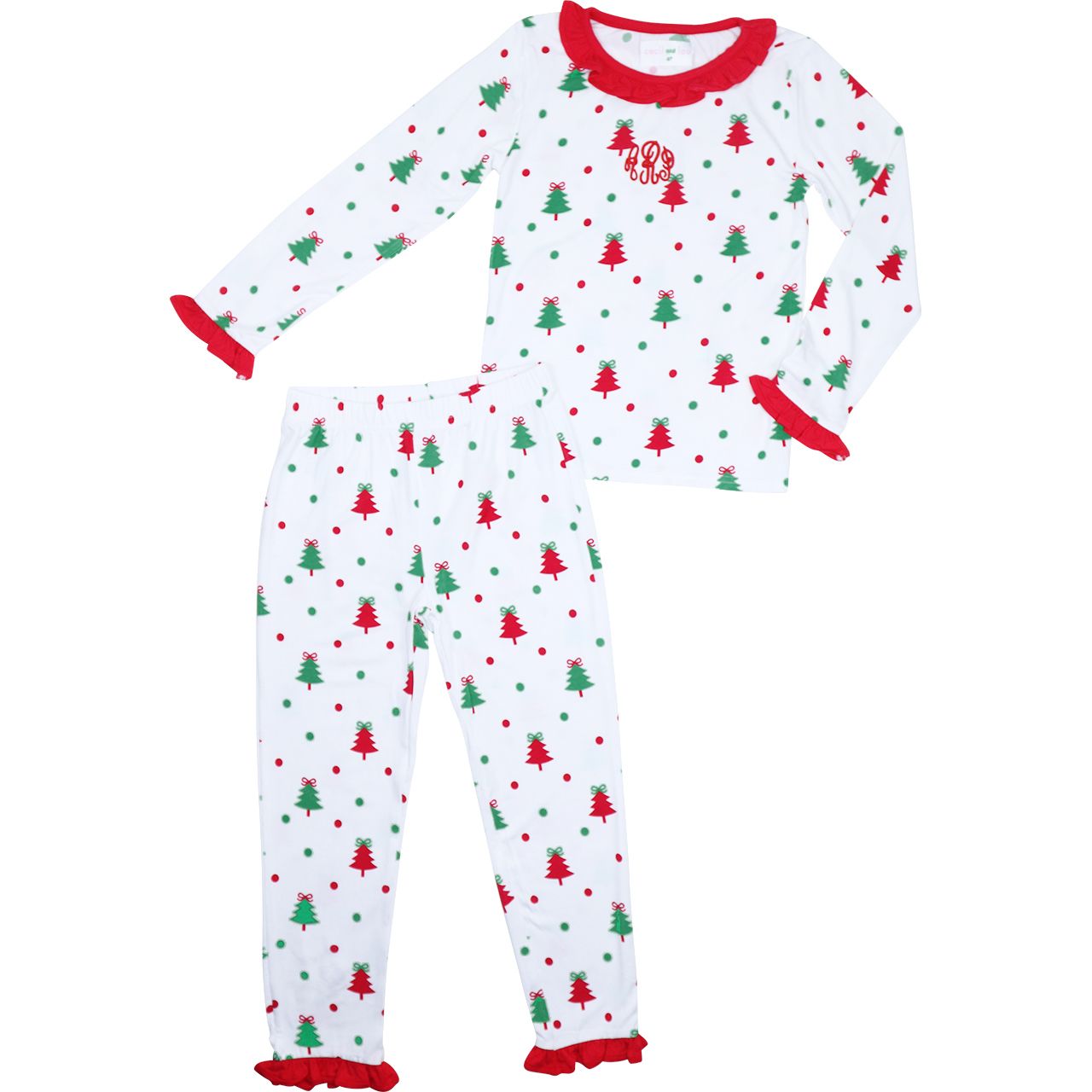 Christmas Tree Knit Ruffle Pajamas