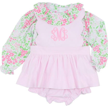 Corduroy Floral Scalloped Diaper Set