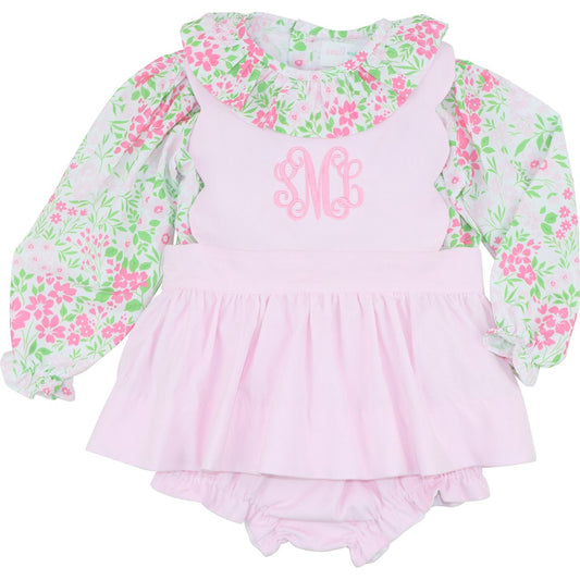 Corduroy Floral Scalloped Diaper Set