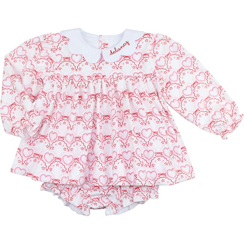 Corduroy Heart And Bow Diaper Set