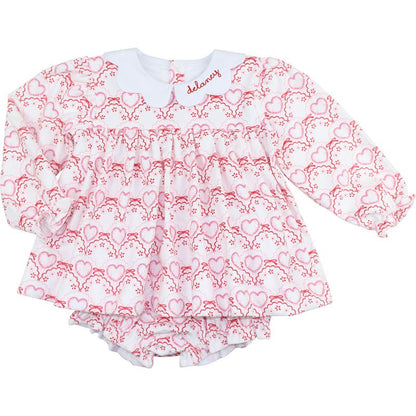 Corduroy Heart And Bow Diaper Set