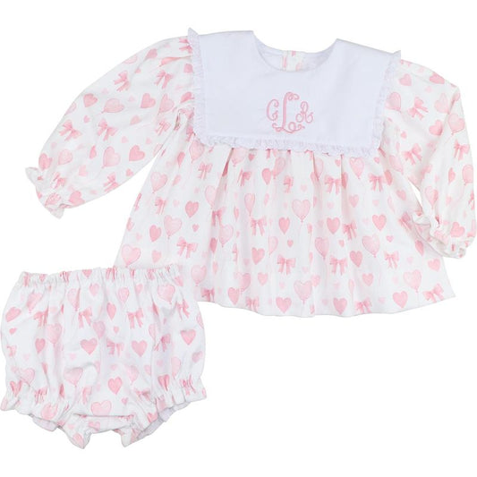 Corduroy Heart Balloon Diaper Set