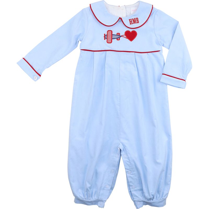 Corduroy Valentine Airplane Long Romper