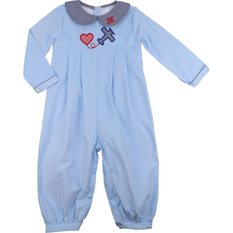 Corduroy Valentine Airplane Long Romper