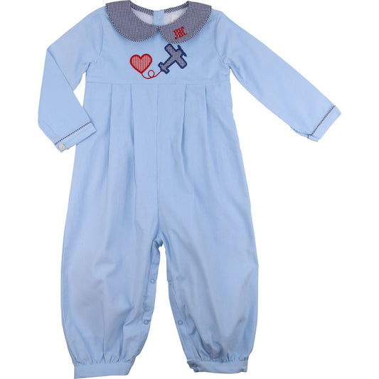 Corduroy Valentine Airplane Long Romper