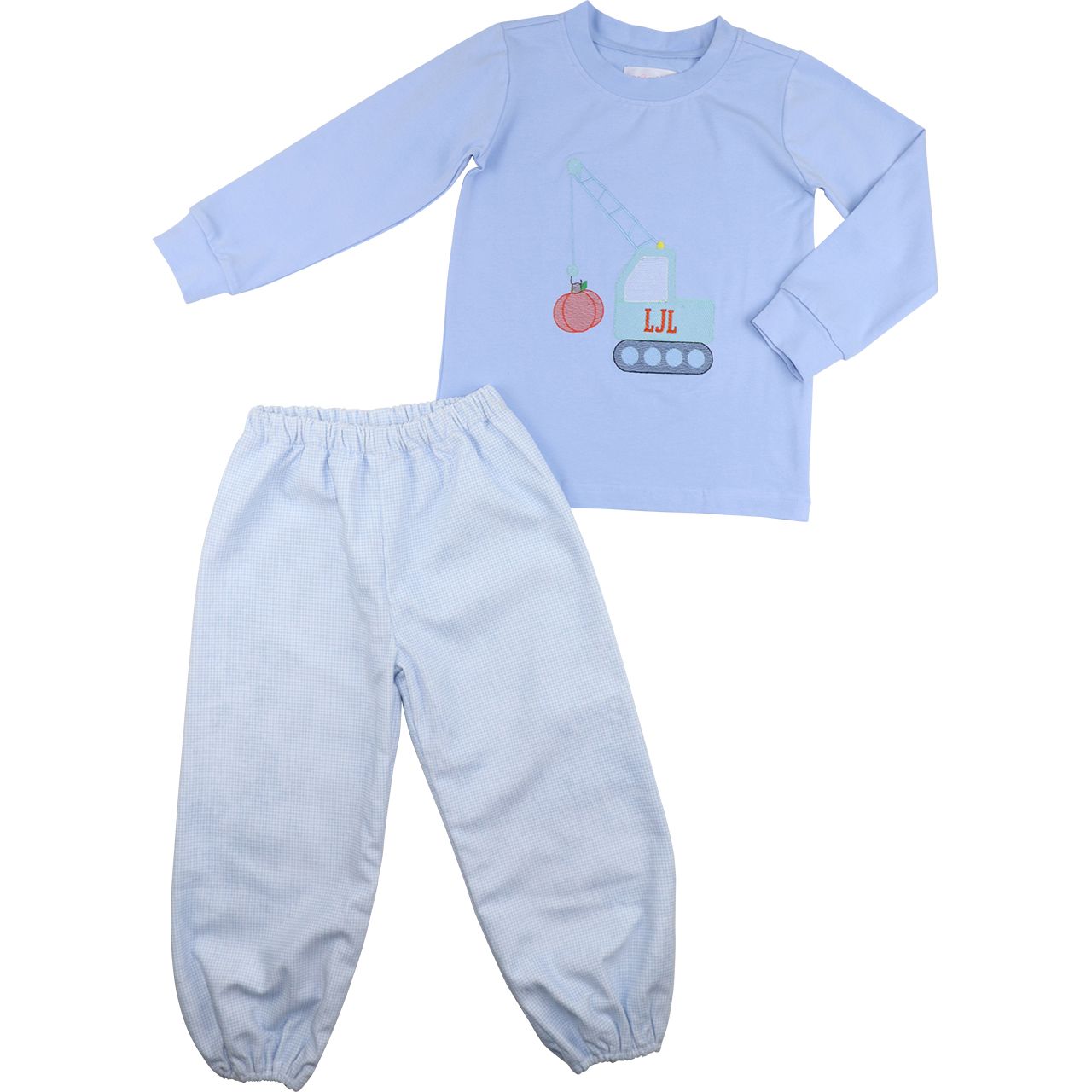 Blue Corduroy Embroidered Pumpkin Dozier Pant Set