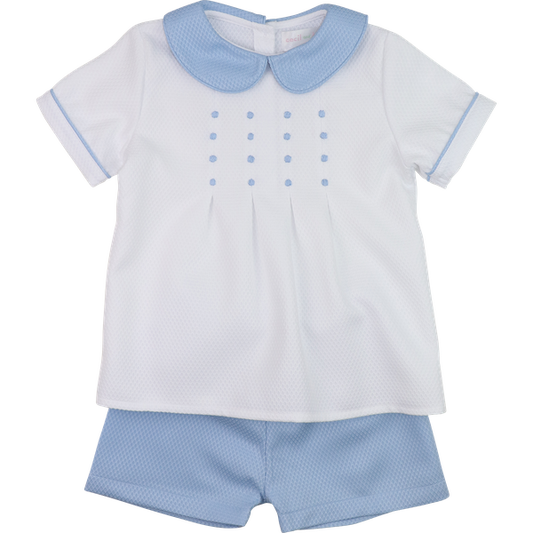 Blue And White Honeycomb Short Set