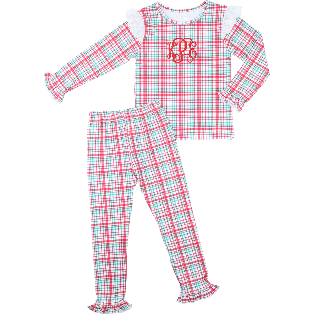 Red And Green Plaid Knit Eyelet Pajamas