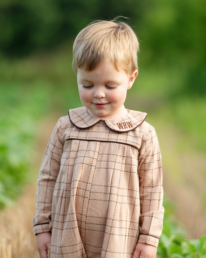 Khaki Plaid Flannel Long Romper