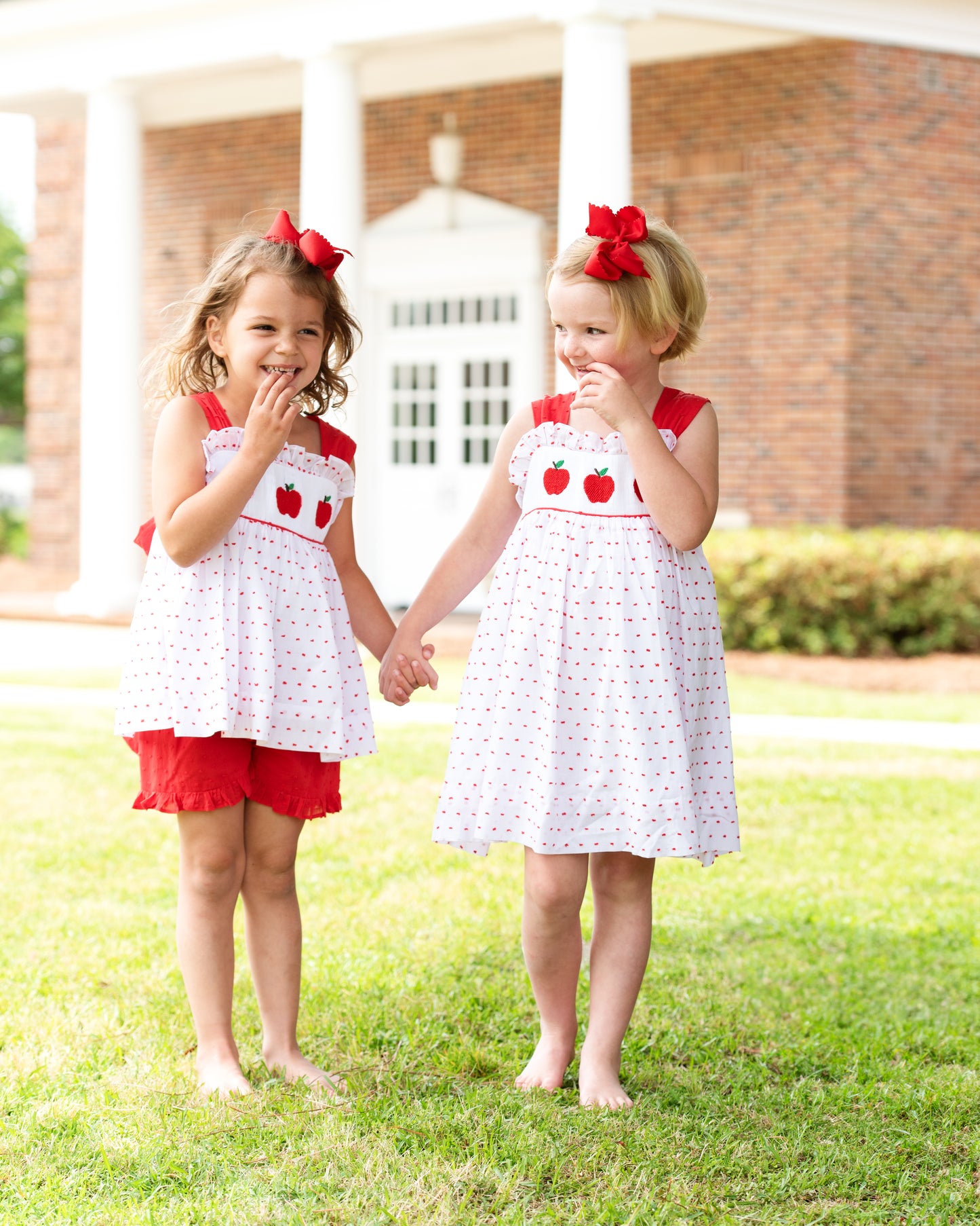 Red Swiss Dot Smocked Apple Dress