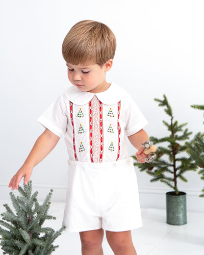 Heirloom Embroidered Christmas Tree Button On