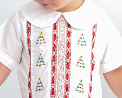 Heirloom Embroidered Christmas Tree Button On