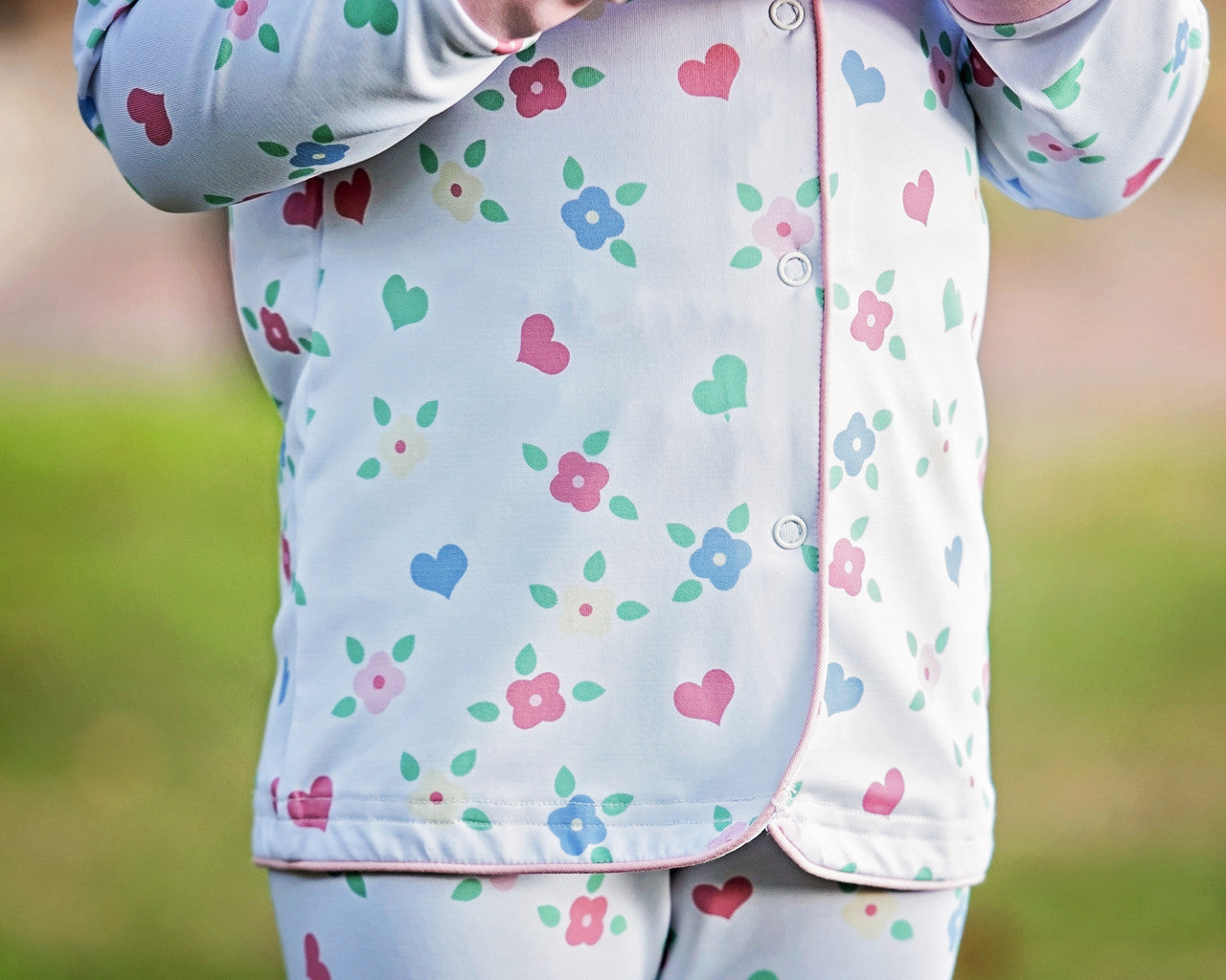 Flower And Heart Print Knit Pajamas