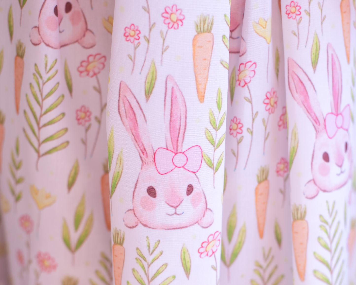 Pink Smocked Bunny And Carrot Diaper Set