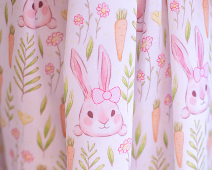 Pink Smocked Bunny And Carrot Diaper Set