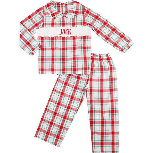 Holiday Plaid Custom Smocked Pant Set