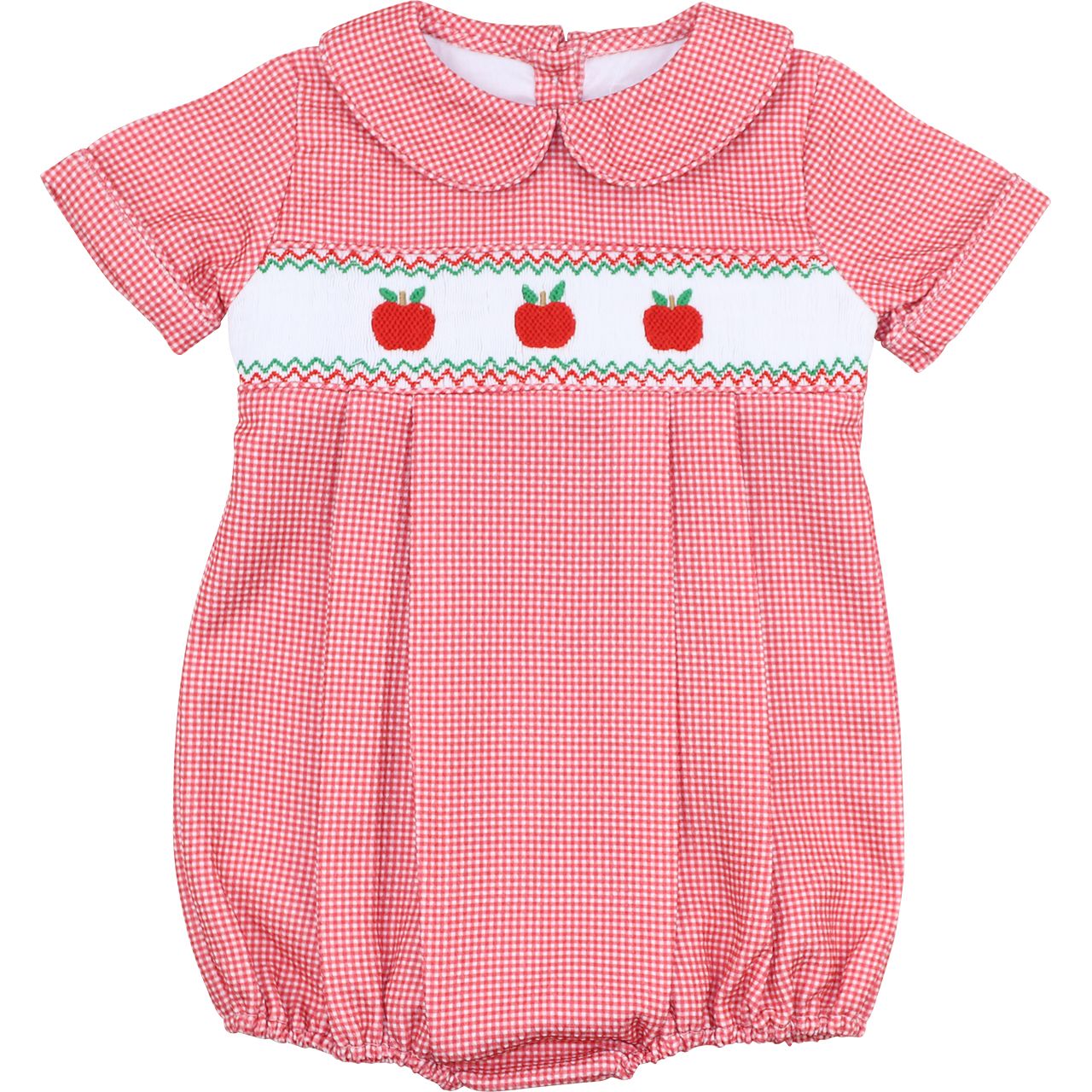 Red Gingham Smocked Apple Bubble