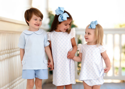 Blue Stripe Knit Tab Short Set