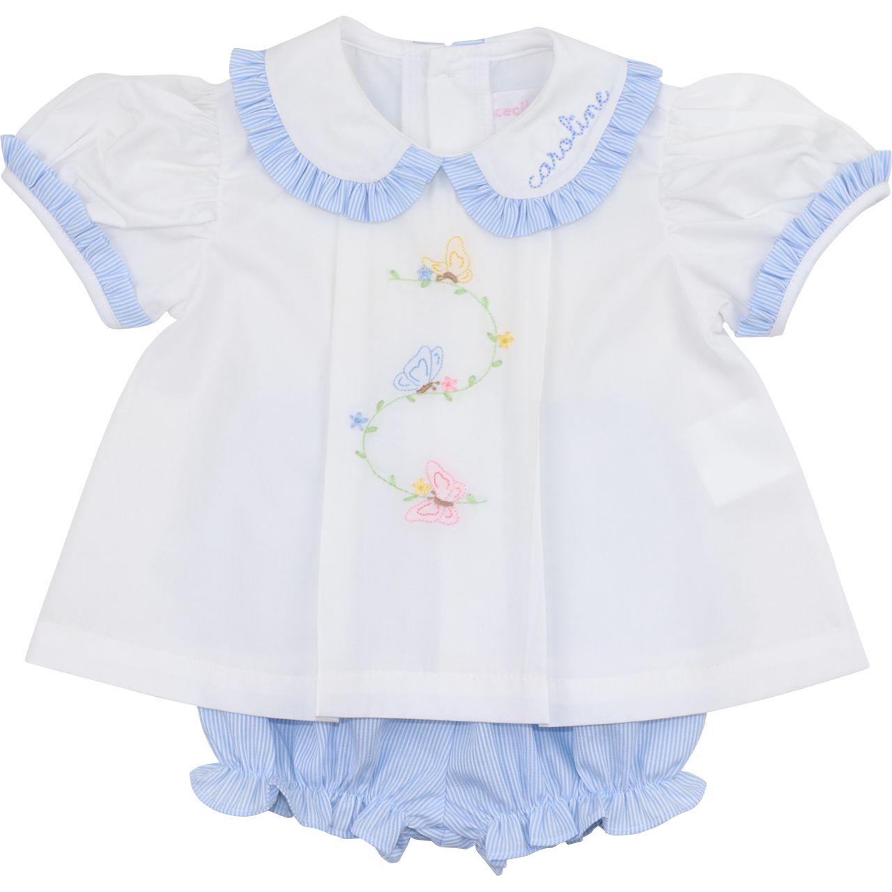 Embroidered Butterflies Diaper Set