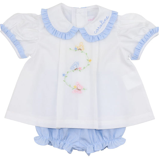 Embroidered Butterflies Diaper Set