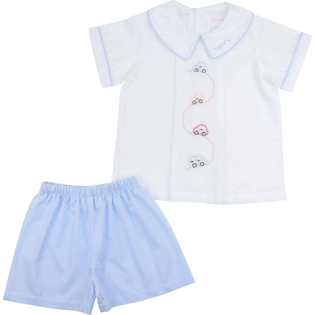 Embroidered Cars Short Set