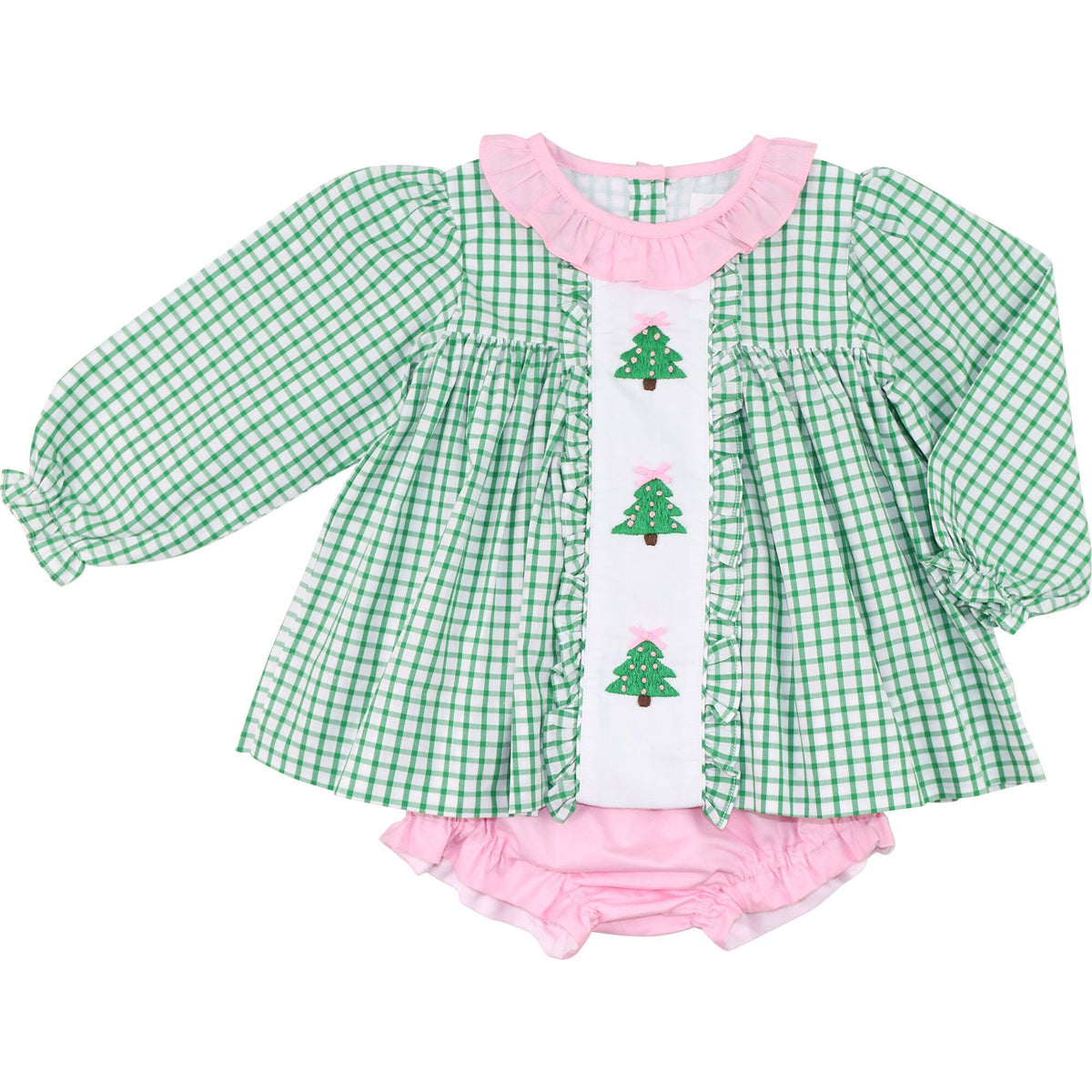 Embroidered Christmas Tree Diaper Set