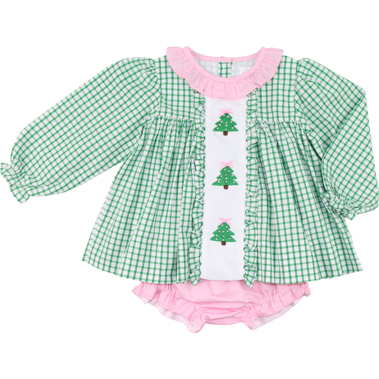 Embroidered Christmas Tree Diaper Set