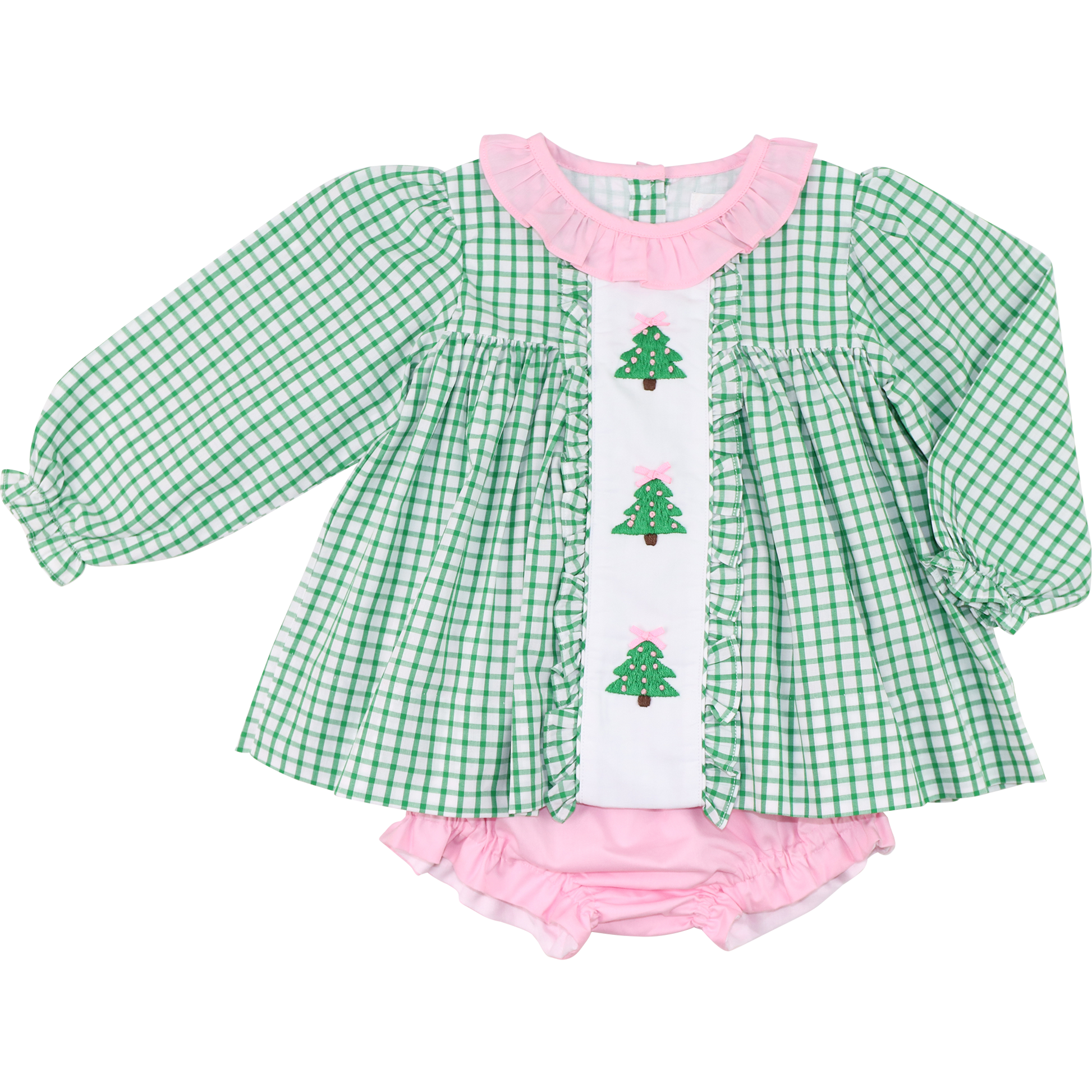 Embroidered Christmas Tree Diaper Set