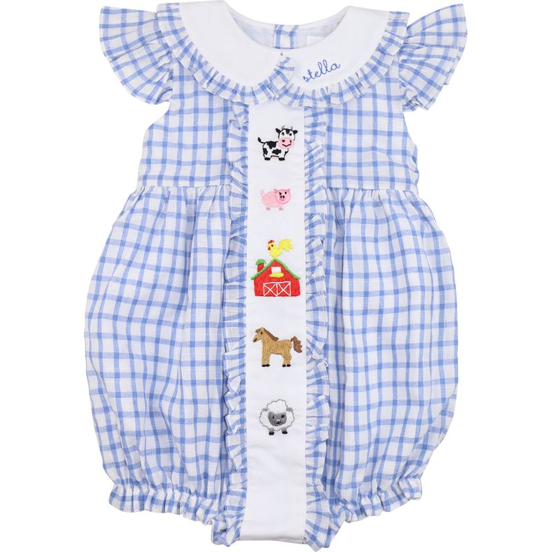 Embroidered Farm Animals Ruffle Bubble