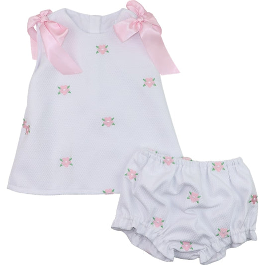 Embroidered Floral Honeycomb Diaper Set