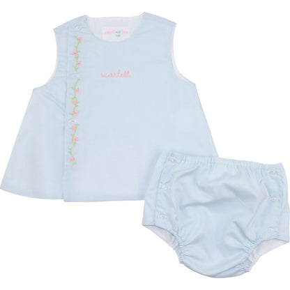 Embroidered Floral Vine Diaper Set