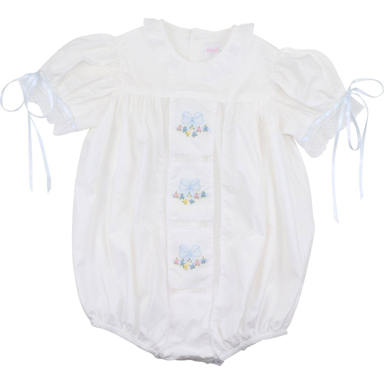 Embroidered Flower And Bow Heirloom Bubble