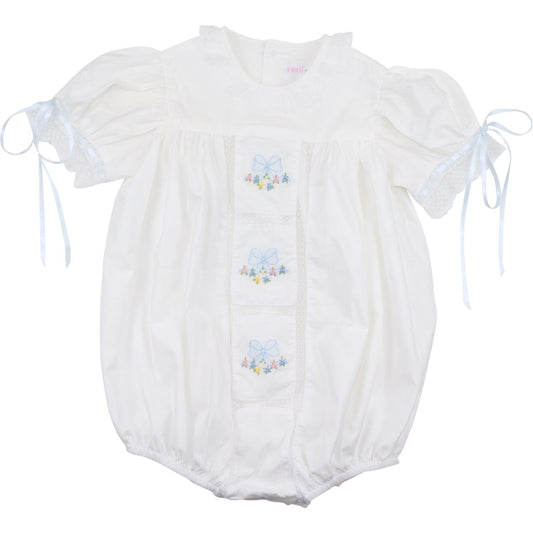 Embroidered Flower And Bow Heirloom Bubble