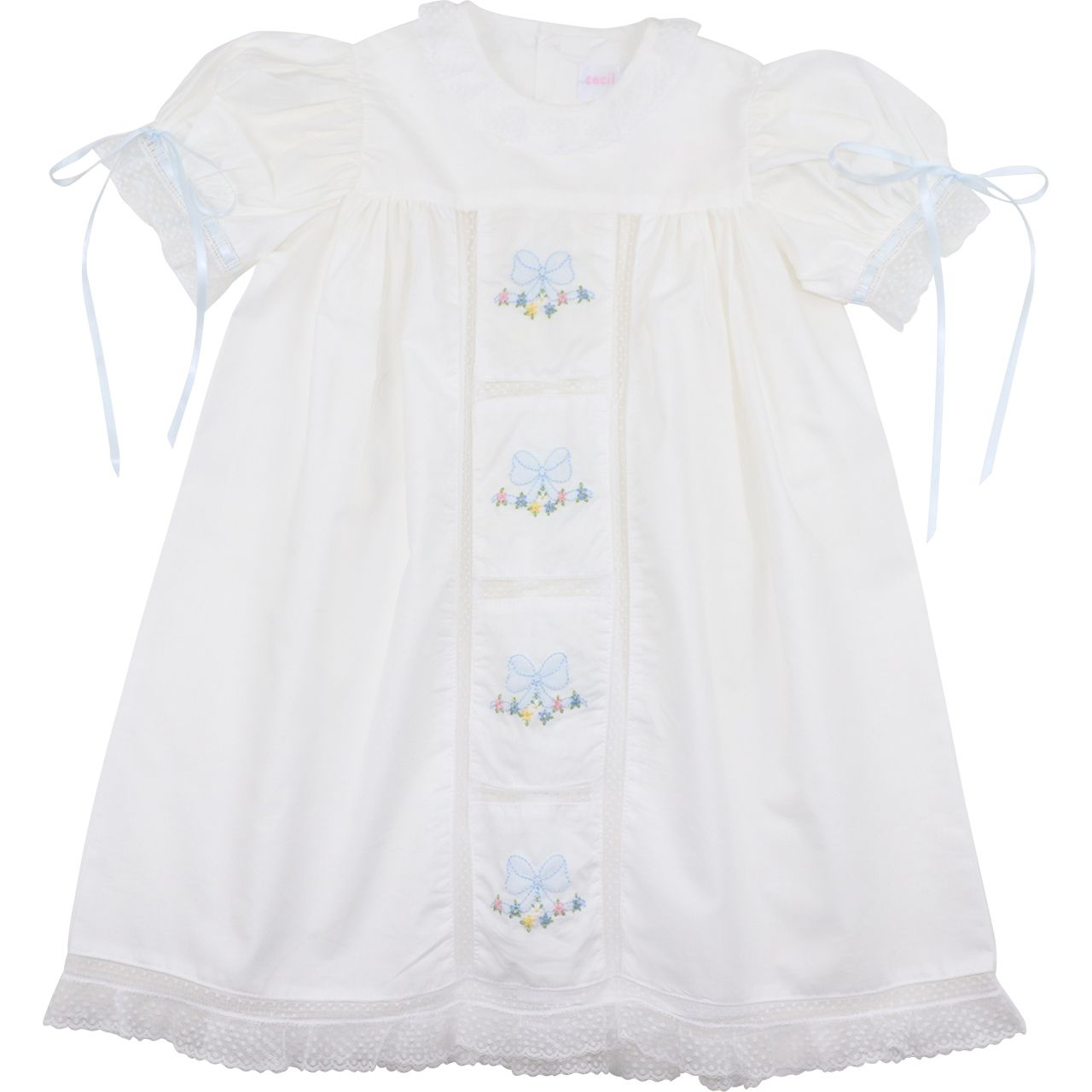 Embroidered Flower And Bow Heirloom Dress