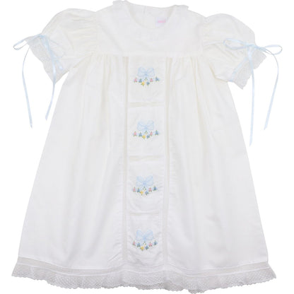 Embroidered Flower And Bow Heirloom Dress