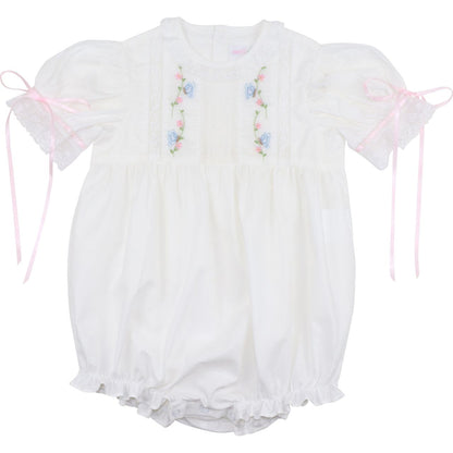 Embroidered Flower And Butterfly Heirloom Bubble