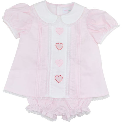 Embroidered Hearts Heirloom Diaper Set