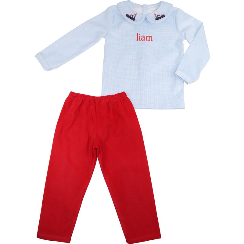 Embroidered Valentine Train Pant Set