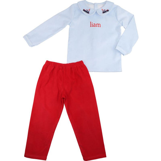 Embroidered Valentine Train Pant Set