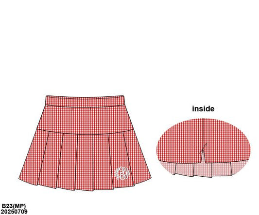 Red Gingham Knit Tennis Skirt