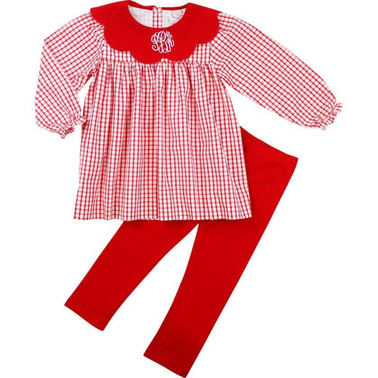Red Windowpane Legging Set
