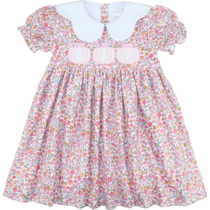 Fall floral applique pumpkin corduroy dress