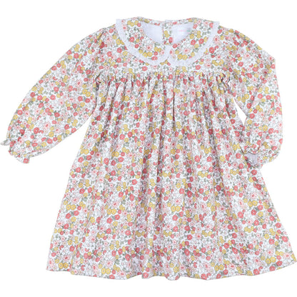 Floral dress with long sleeves on a white background