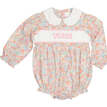 Fall Floral Custom Smocked Bubble