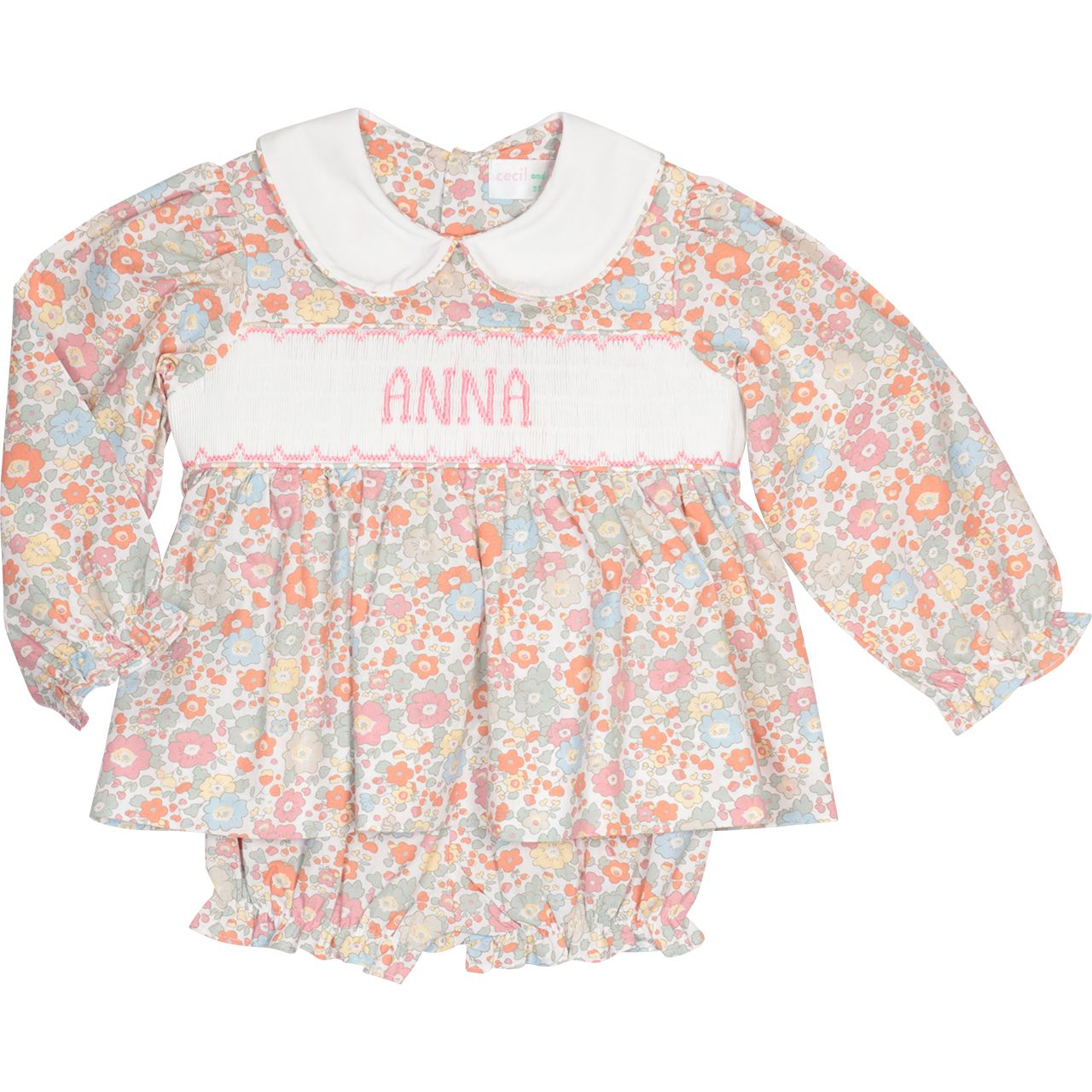 Fall Floral Custom Smocked Diaper Set