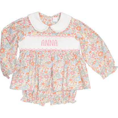 Fall Floral Custom Smocked Diaper Set