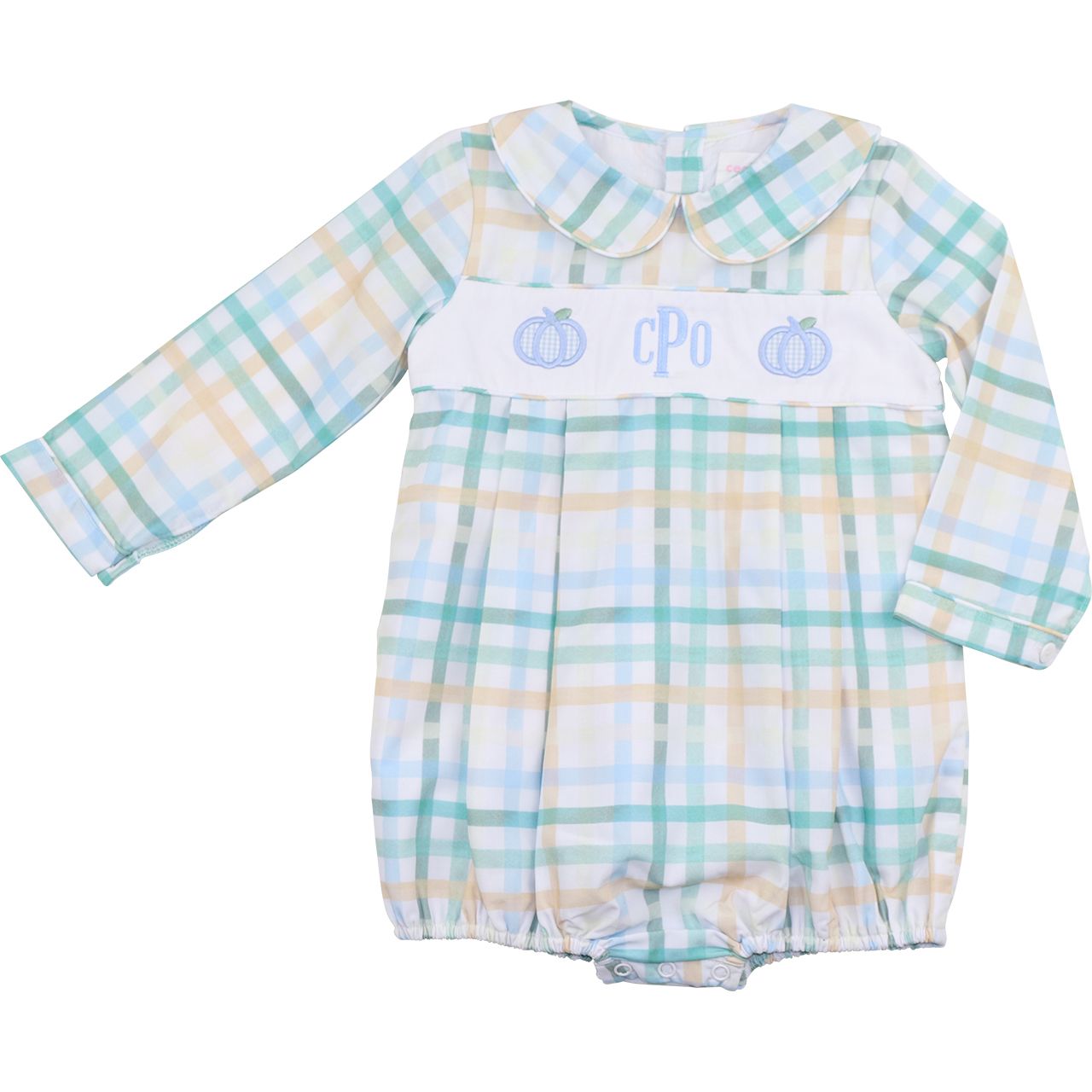 Fall Plaid Applique Pumpkin Bubble