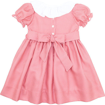 Red Gingham Smocked Apple Dress