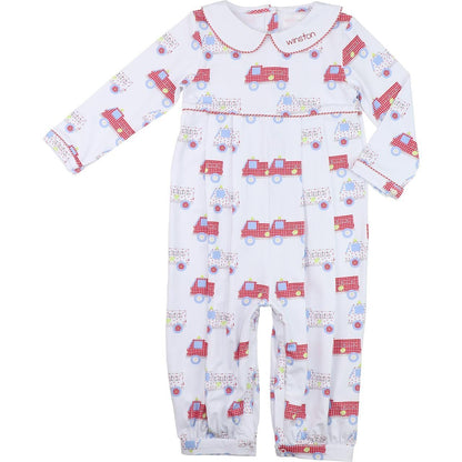 Firetruck Knit Long Romper