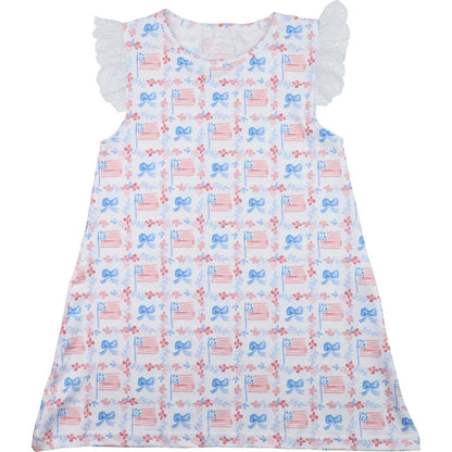 Flag And Bow Print Knit Dress